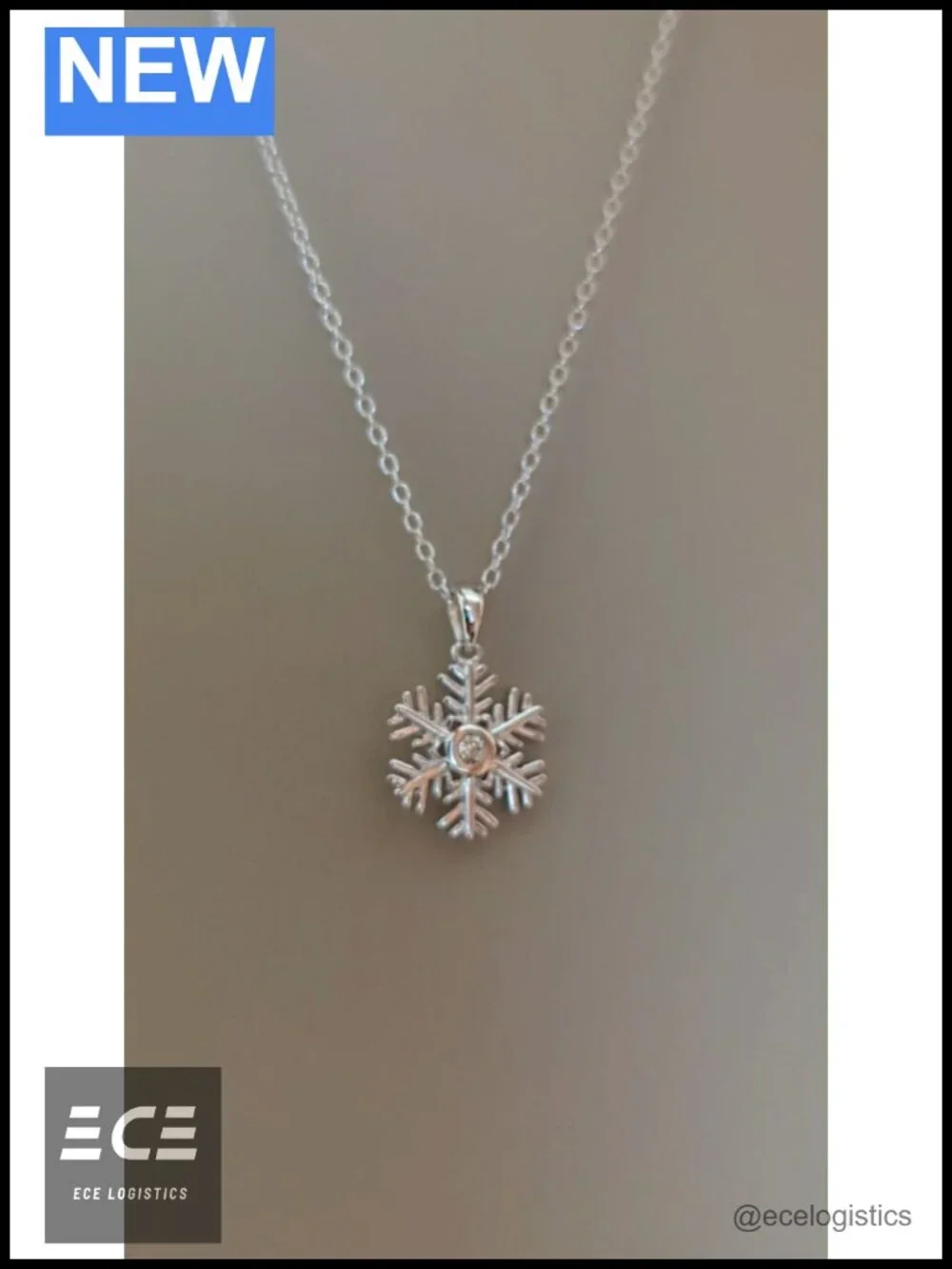 Sterling Silver Canadian Diamond Snowflake Pendant Necklace 18